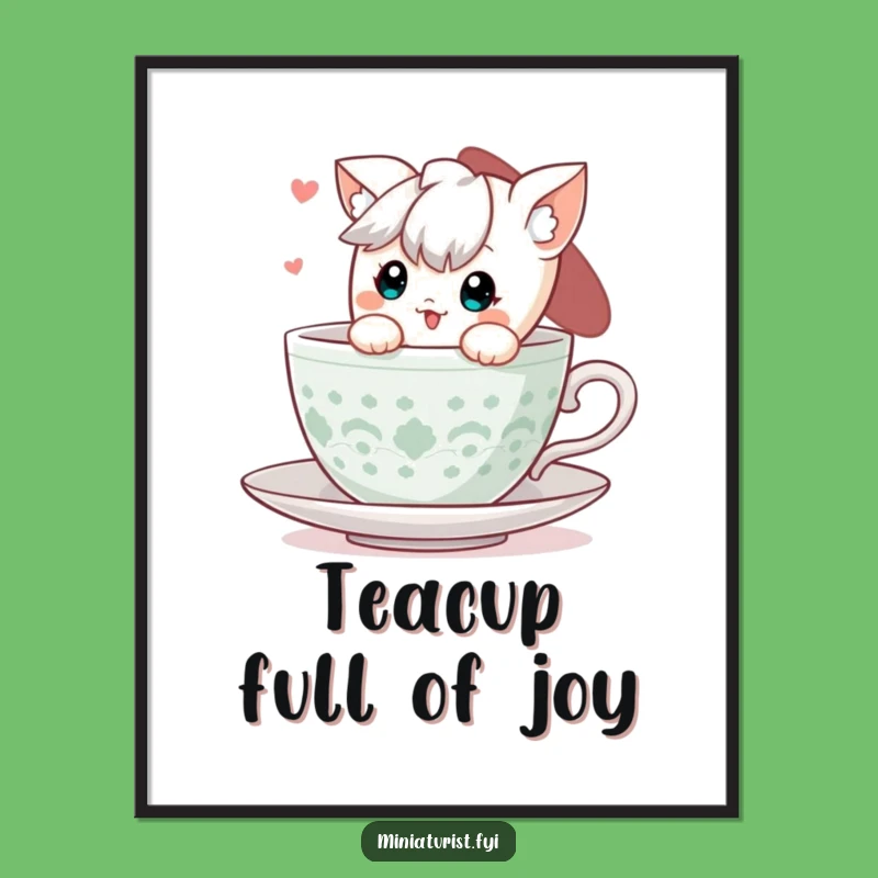 Funny Free Printable Wall Art: Cute Teacup Character Offering Whimsical Charm!