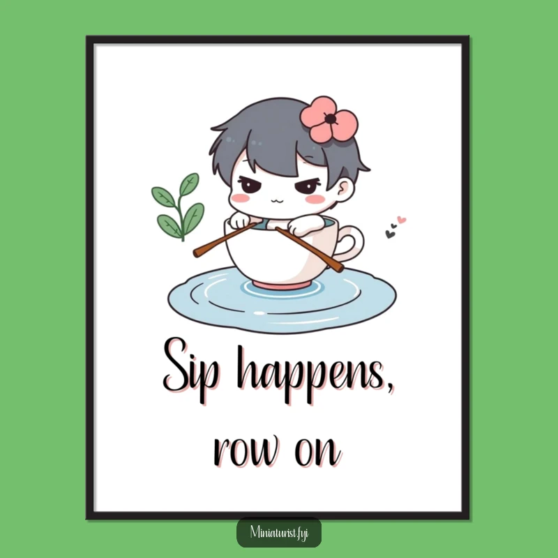 Funny Free Printable Wall Art: Determined Teacup Sailor Downloadable Decor