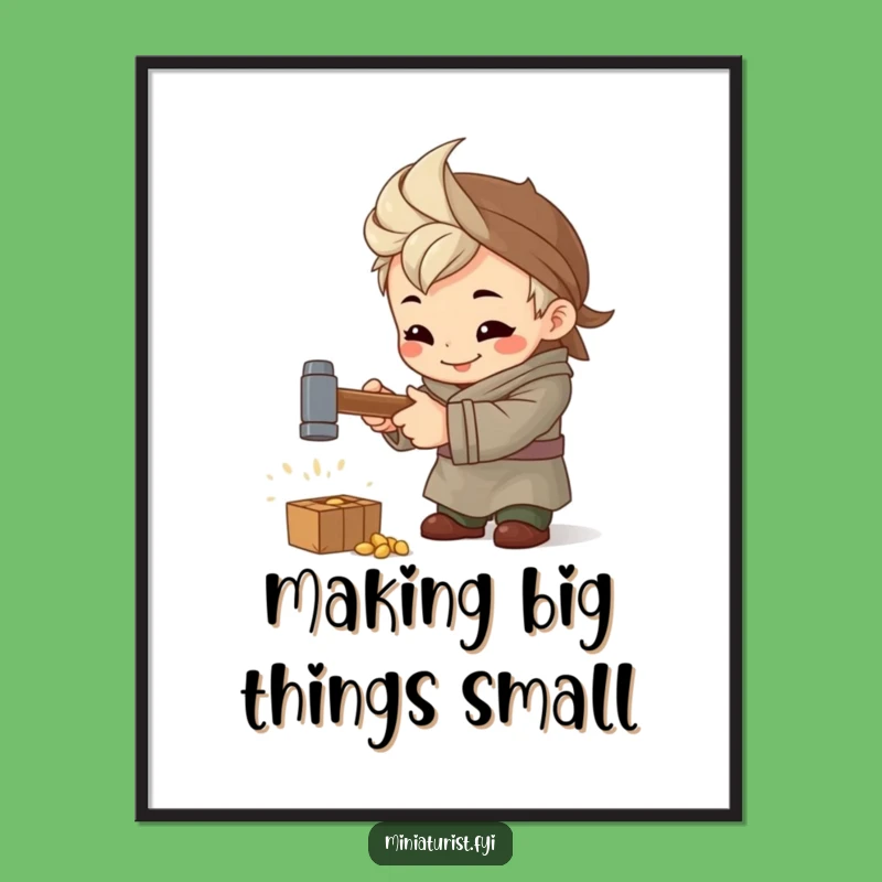 Funny Free Printable Wall Art: Focused Artisan at Work, Quirky Downloadable Decor