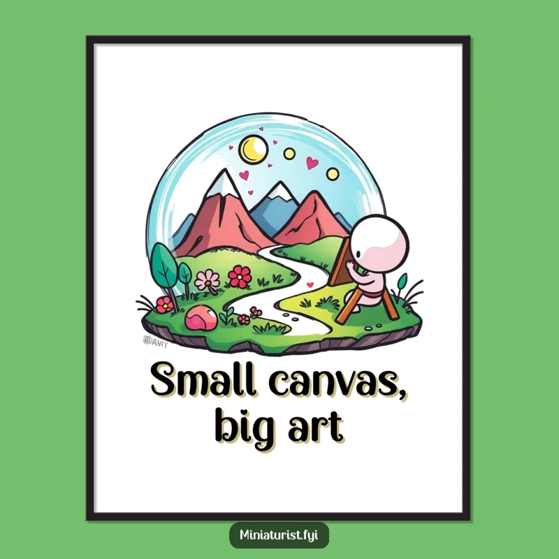 Funny Free Printable Wall Art: Microscopic Landscape Painter, Quirky Downloadable Decor