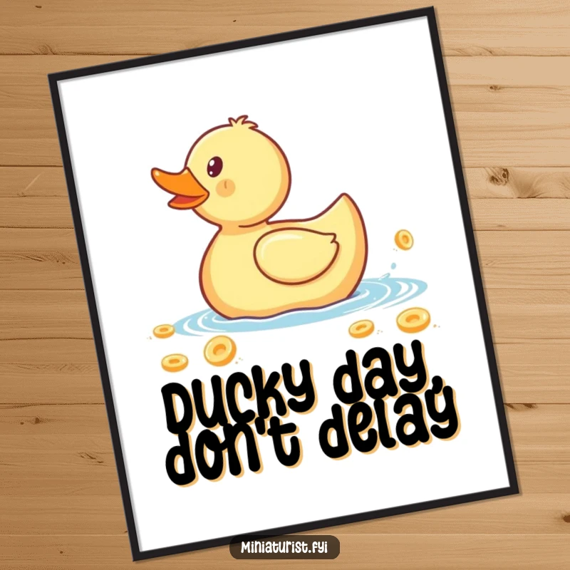 Funny Free Printable Wall Art: A minuscule rubber ducky frantically paddling a giant cereal flake, creating whimsical decor.