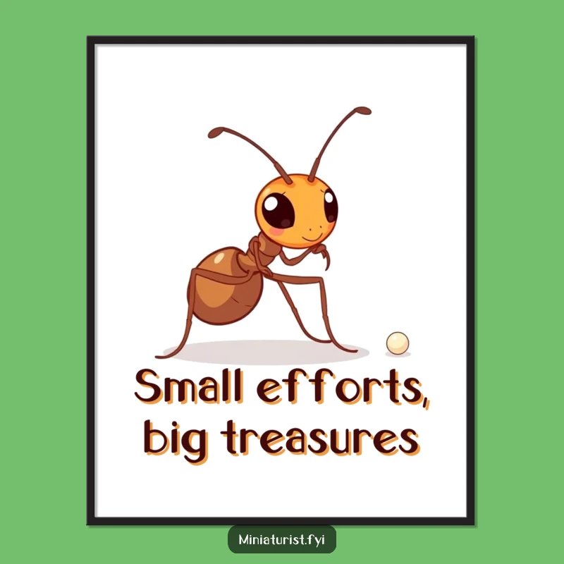 Free Printable Wall Art: Determined Ant Carrying Pearl Downloadable Art