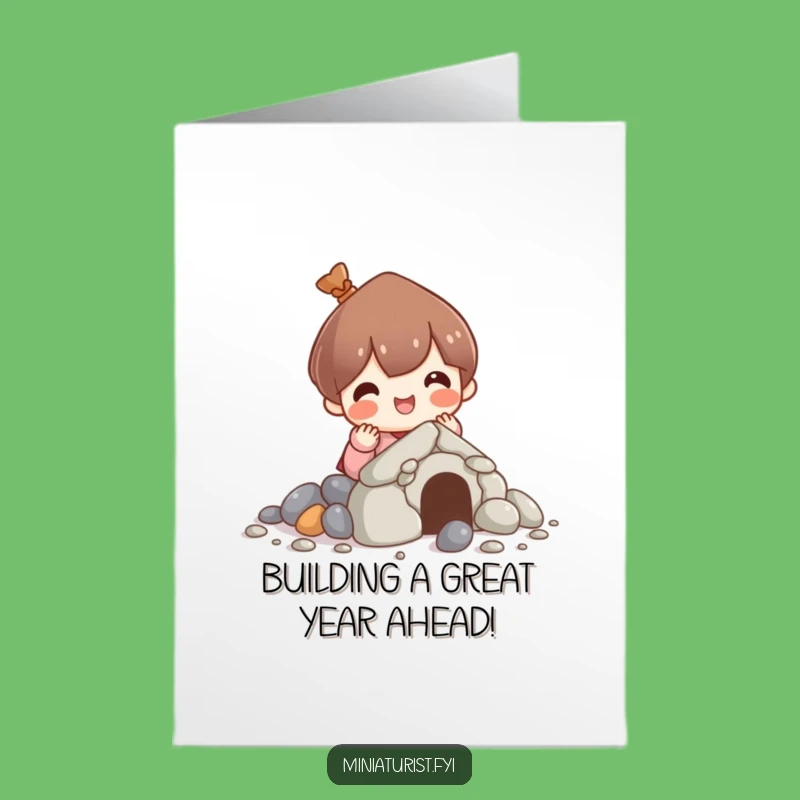 Free Printable Birthday Card: Cute Pebble House Builder, Joyful Downloadable Gift