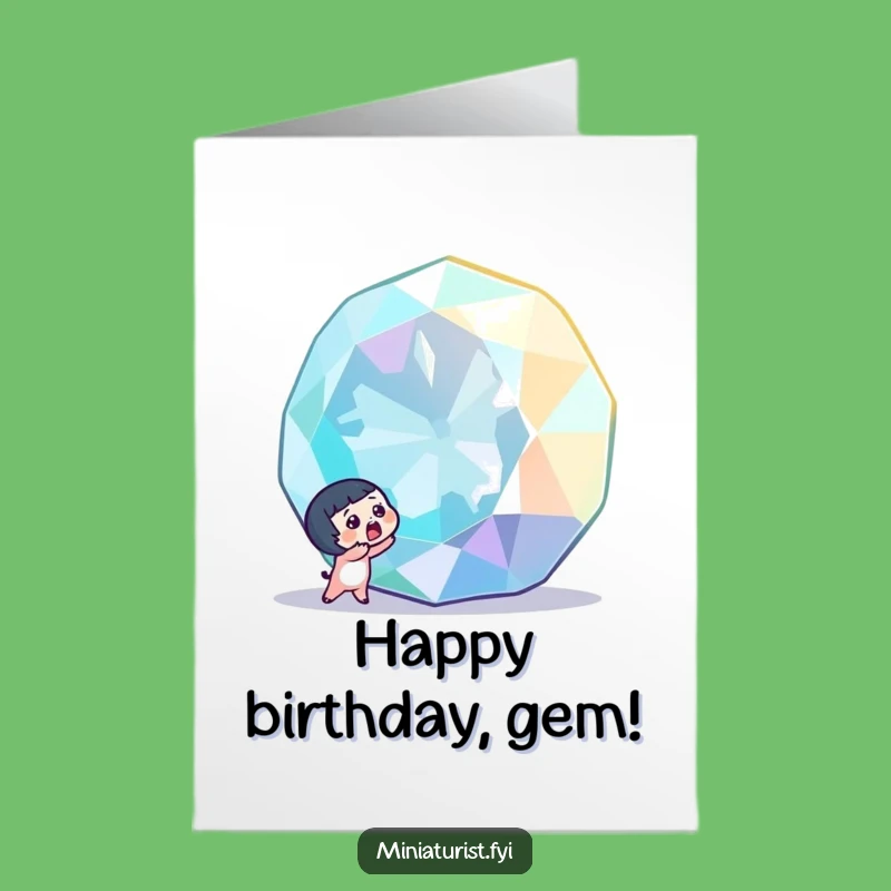 Free Printable Gem Discovery Birthday Card - Surprised Character Funny Gift