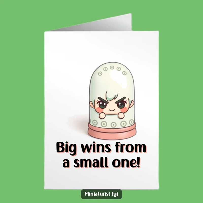 Free Printable Congrats Card: Mischievous Figure & Thimble - Quirky Downloadable DIY Gift!