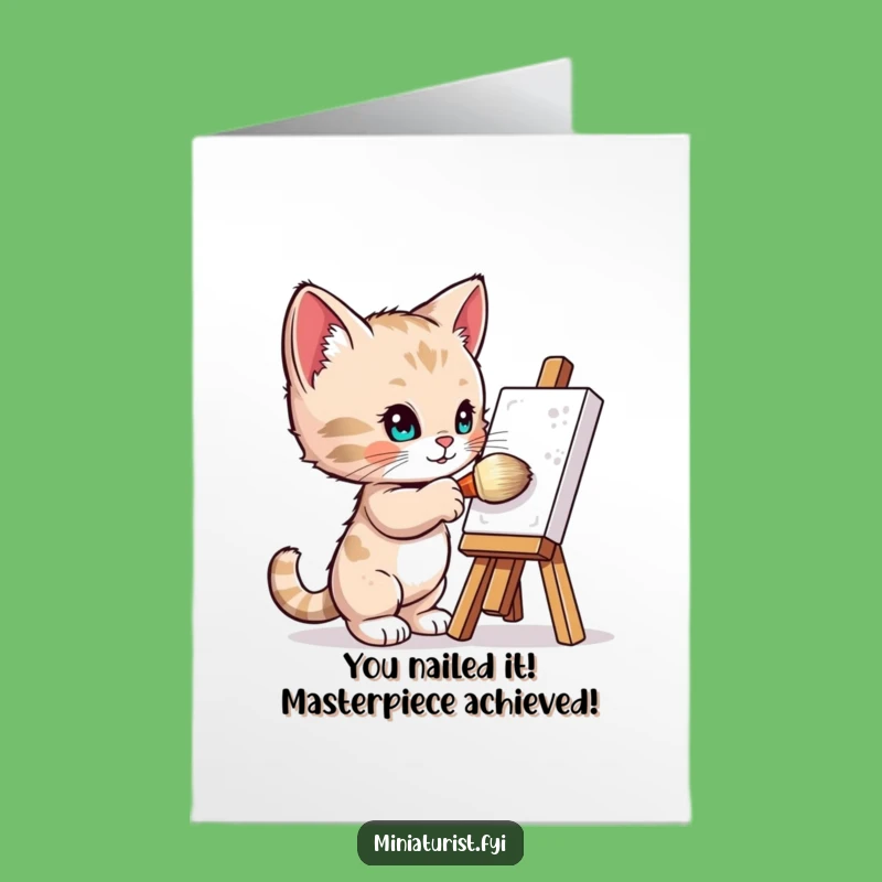 Free Printable Congrats Card: Tiny Kitten Artist Achieves Greatness! Downloadable Gift