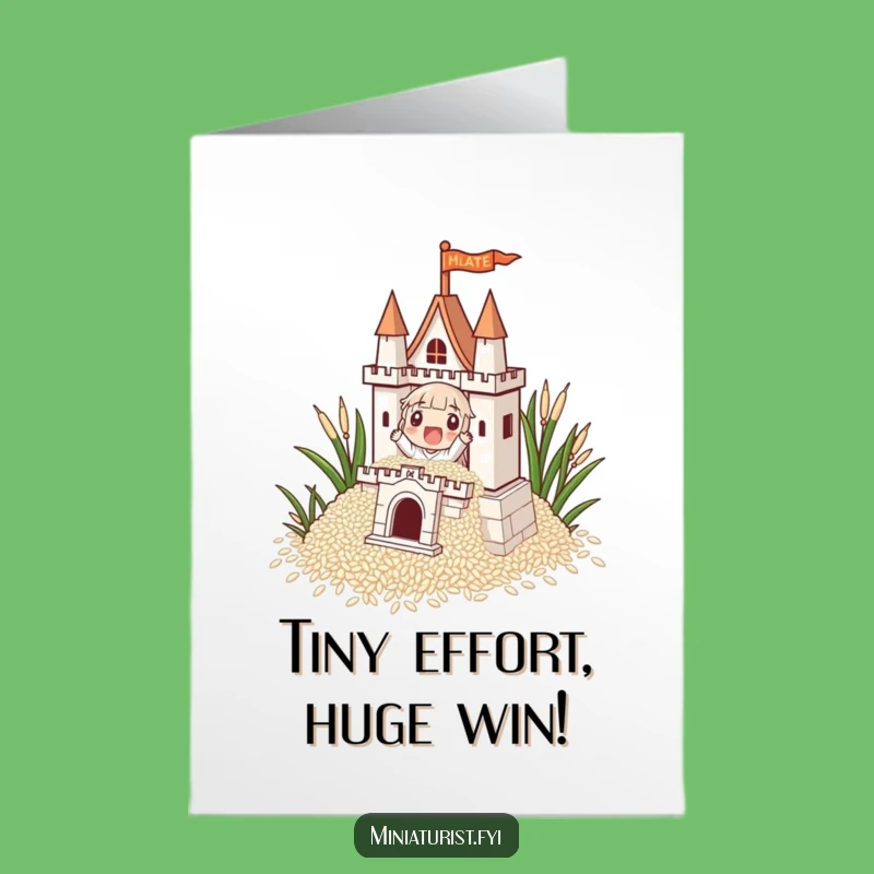 Free Printable Congrats Card: Tiny Builder Macaron Rice Castle Downloadable Gift