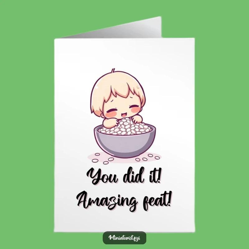 Free Printable Congrats Card: Tiny Rice Lifter, Funny Achievement Downloadable Greeting