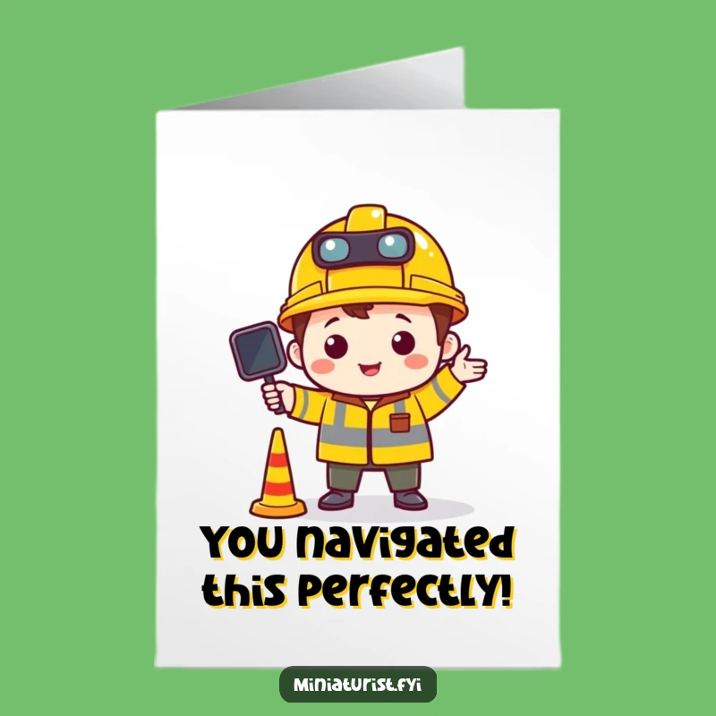 Free Printable Congrats Card: Construction Character, Traffic Master Downloadable