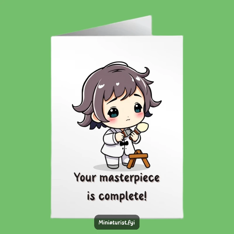 Free Printable Congrats Card: Tiny Artist Perfecting Detail, Downloadable Funny Gift