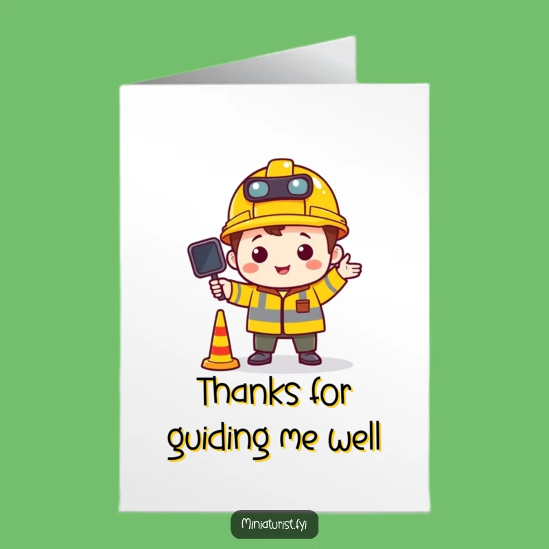 Free Printable Thank You Card: Construction Character, Traffic Control Downloadable