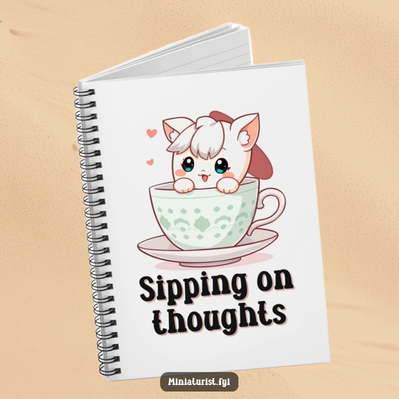 Funny Teacup Peek Notebook: A cute character peeking from a teacup, perfect for jotting down notes and ideas.