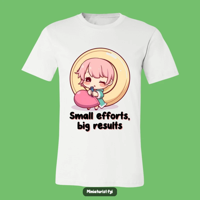 Funny Sewing Shirt: Witty Tiny Character Tackles Giant Button for Crafter Gift