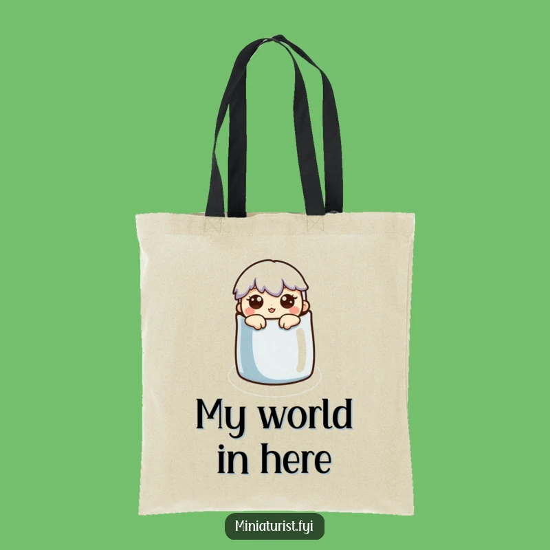 Funny Surprised Thimble Tote Bag: Tiny Character Carry-All