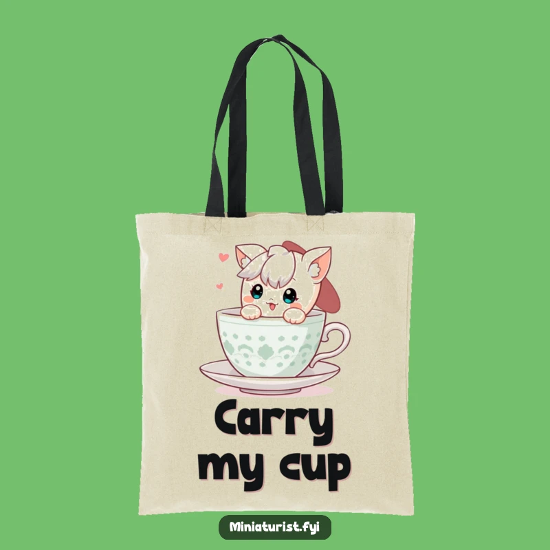 Funny Teacup Peek Tote Bag: Carry Your Cuteness - The Perfect Funny Gift for Essentials!