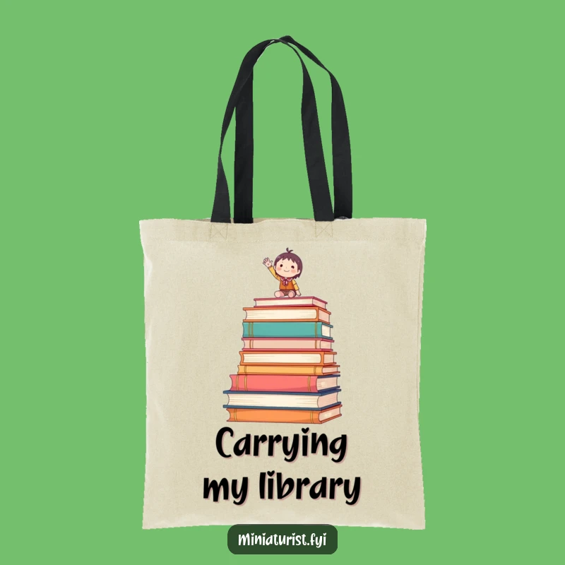 Funny Waving Tiny Figure Tote Bag Carry Your Literary Treasures